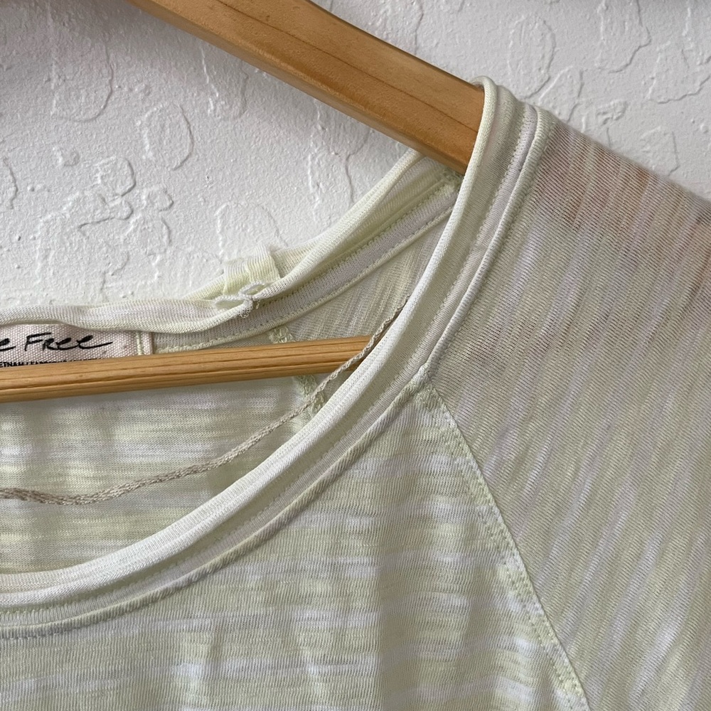 We the Free Free People Halo Cap Sleeve T-Shirt Stripe Neon Lime Combo - Picture 8 of 15